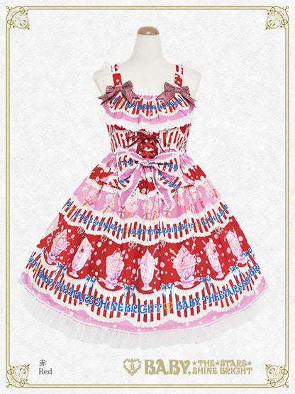 Sweetheart Parfaiteria柄レースアップジャンパースカート