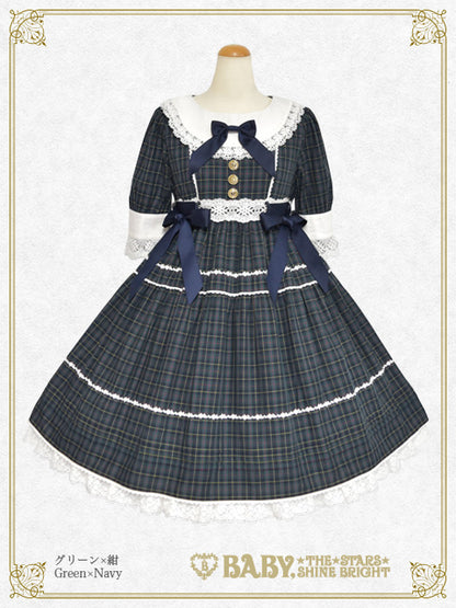 タータンチェックシャーメインワンピース