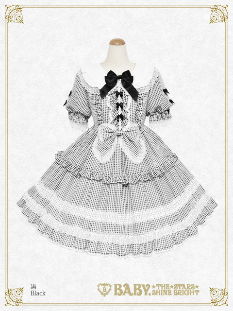 【予約】Fluffy Gingham Heart ワンピース