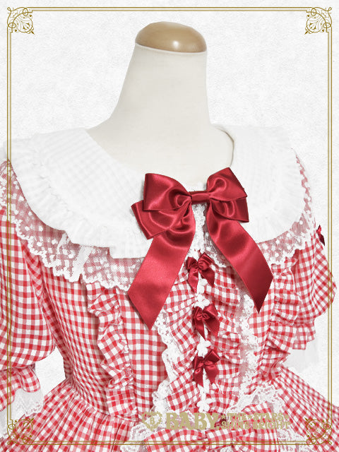 【予約】Fluffy Gingham Heart ワンピース