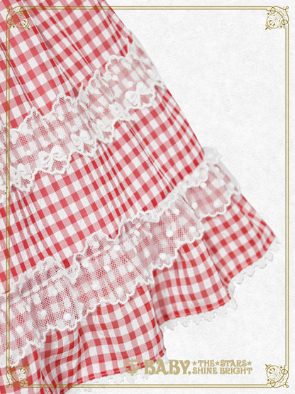 Fluffy Gingham Heart one piece dress