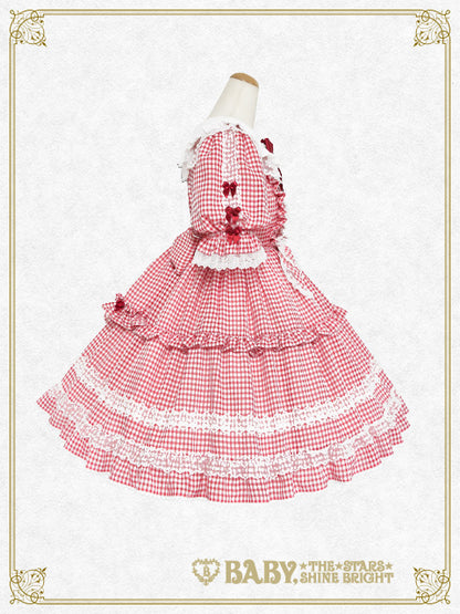 Fluffy Gingham Heart one piece dress