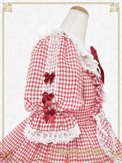 【予約】Fluffy Gingham Heart ワンピース