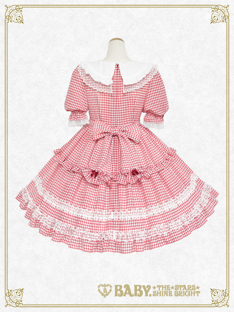 【予約】Fluffy Gingham Heart ワンピース