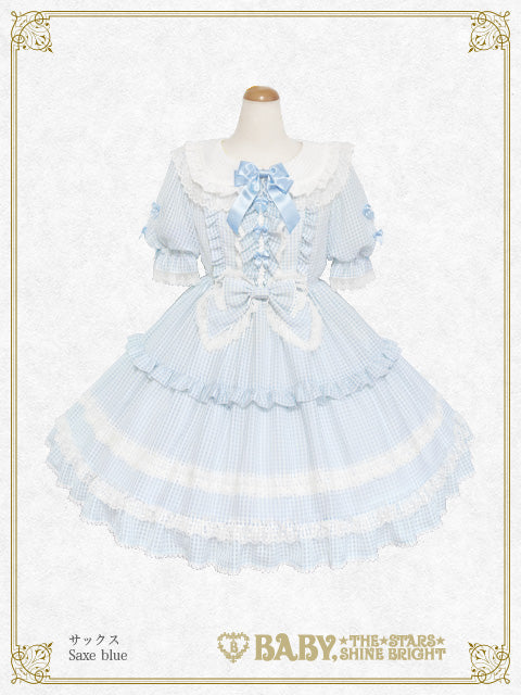 【予約】Fluffy Gingham Heart ワンピース