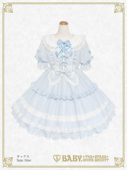 Fluffy Gingham Heart one piece dress