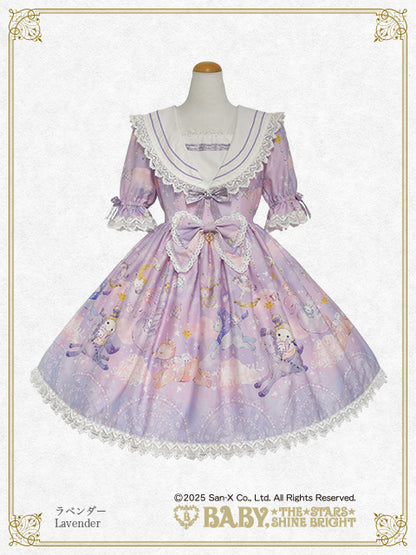 【日本国内発送限定】スピカと面影星座の子柄セーラーワンピース