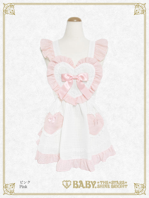 [Pre-order] Fluffy Gingham Heart Apron