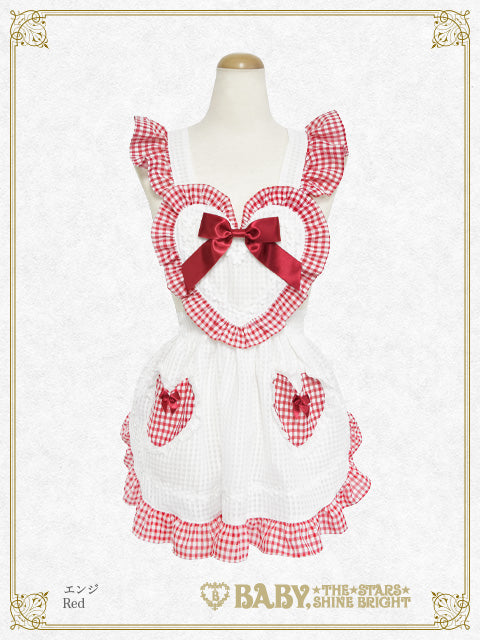 [Pre-order] Fluffy Gingham Heart Apron