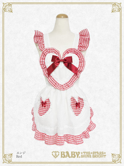 Fluffy Gingham Heart Apron