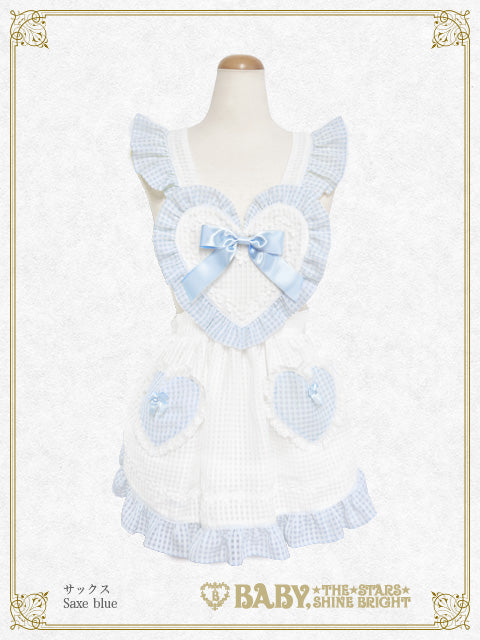 [Pre-order] Fluffy Gingham Heart Apron