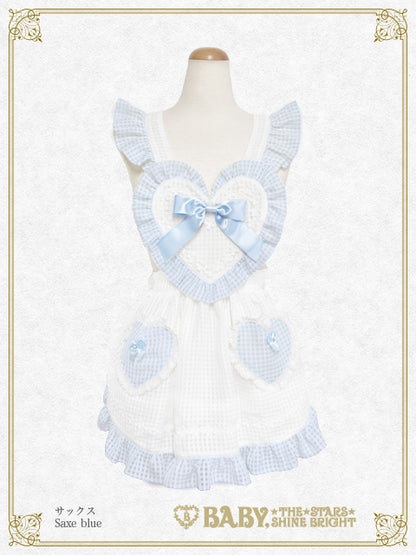 Fluffy Gingham Heart Apron