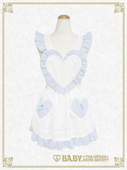 Fluffy Gingham Heart Apron