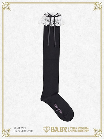 Ribbon loop lace overknee socks