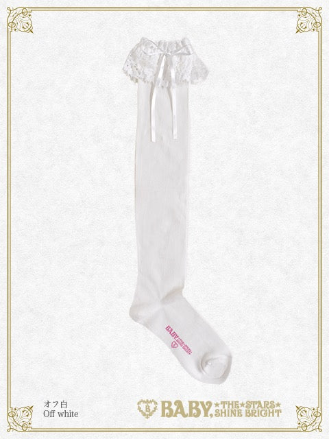 Ribbon loop lace overknee socks