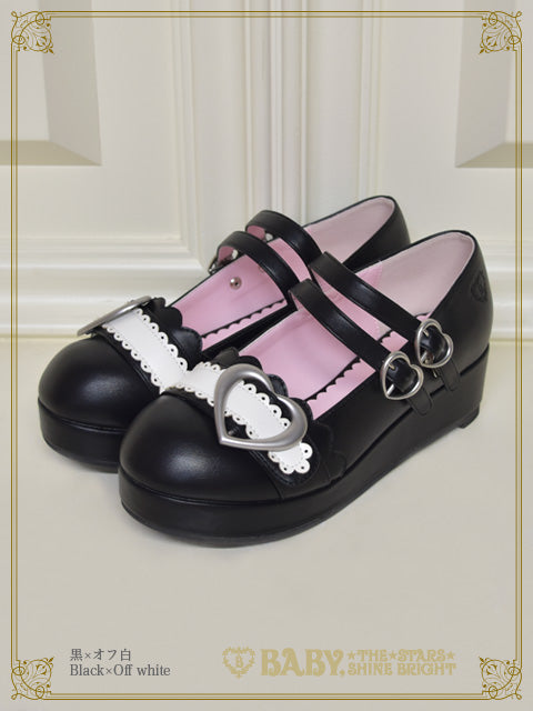 BABY ハートバックルシューズ　黒白　Lサイズ ハートバックルシューズ – BABY, THE STARS SHINE BRIGHT