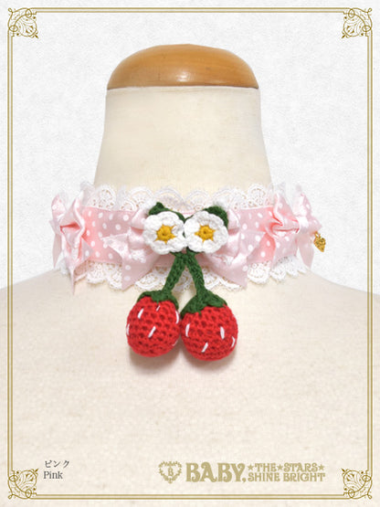 [Pre-order] Doki Doki♡Heart fluttering Princess Strawberry Dot Ribbon Choker