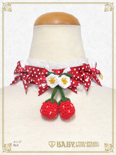 [Pre-order] Doki Doki♡Heart fluttering Princess Strawberry Dot Ribbon Choker