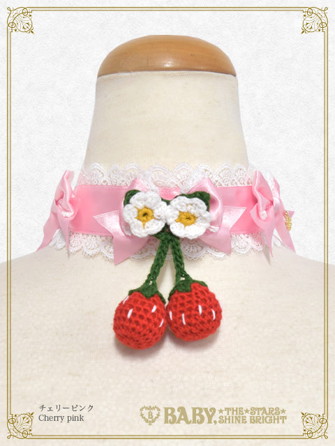 [Pre-order] Doki Doki♡Heart fluttering Princess Strawberry Satin Ribbon Choker
