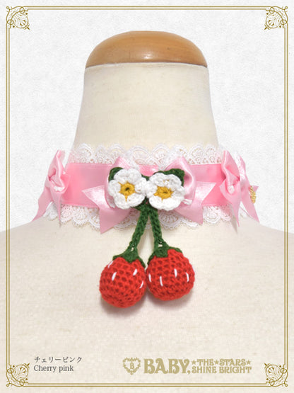 [Pre-order] Doki Doki♡Heart fluttering Princess Strawberry Satin Ribbon Choker