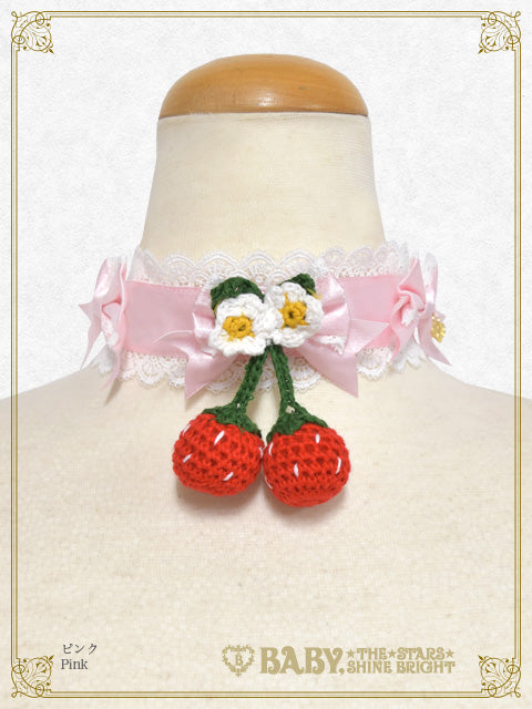 [Pre-order] Doki Doki♡Heart fluttering Princess Strawberry Satin Ribbon Choker