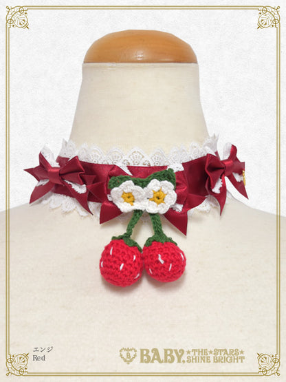 [Pre-order] Doki Doki♡Heart fluttering Princess Strawberry Satin Ribbon Choker