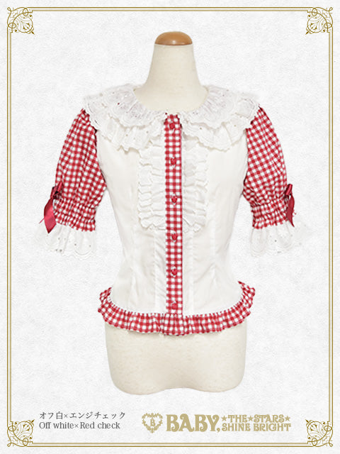 [Pre-order] Love’s Strawberry Afternoon Tea Gingham Blouse