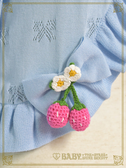 Swinging Strawberry Ribbon Transparent Knitting Bolero