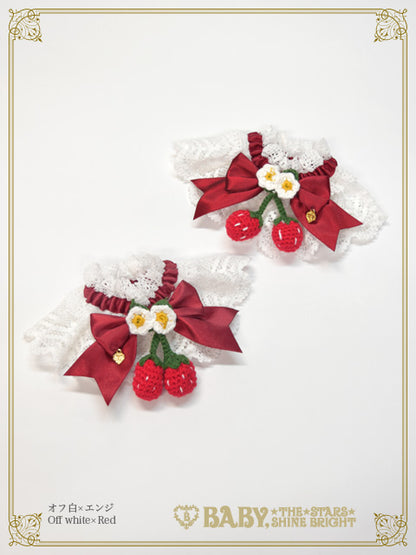 [Pre-order] Doki Doki♡Heart fluttering Princess Strawberry Satin Ribbon Cuffs