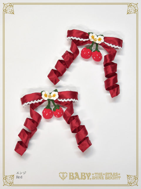 [Pre-order] Doki Doki♡Heart fluttering Princess Strawberry Curly Satin Ribbon Clip