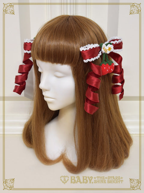[Pre-order] Doki Doki♡Heart fluttering Princess Strawberry Curly Satin Ribbon Clip