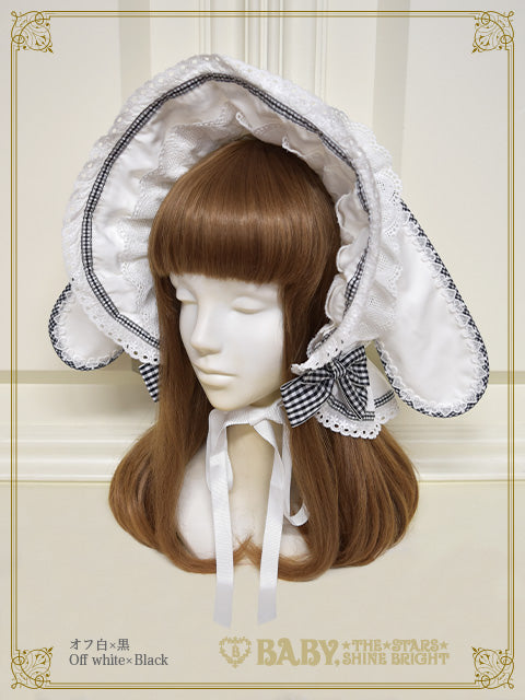 【予約】White Rabbitのうさみみボンネット