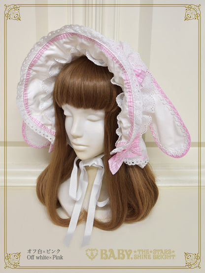 【予約】White Rabbitのうさみみボンネット