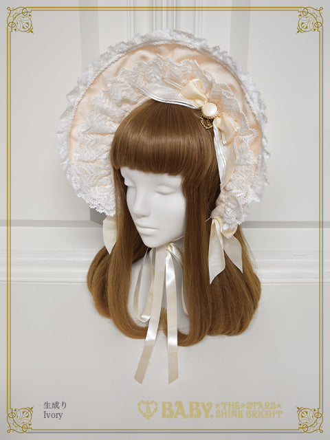 BABY トーションレースのフルボンネット 生成×薄生成 予約】オーナメントジャカード舞踏会ボンネット – BABY, THE STARS
