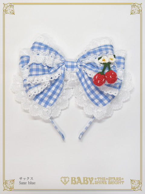 Swinging Strawberry's Happy Berry Present Gingham Head bow
