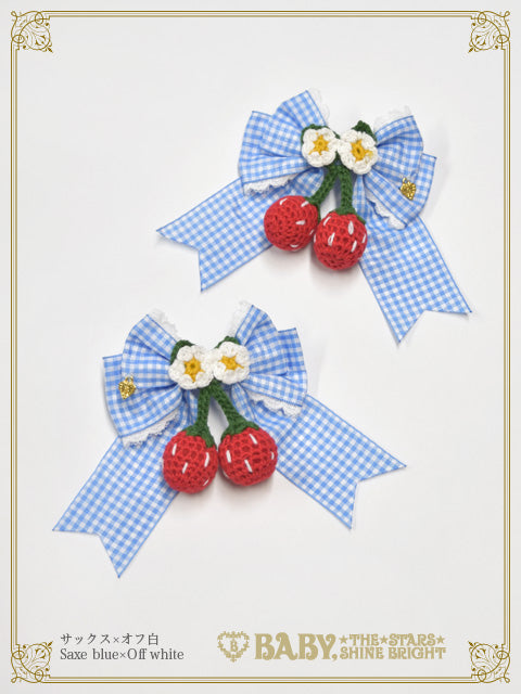 ゆらゆらいちごのHappy Berry Present ギンガムリボンクリップ