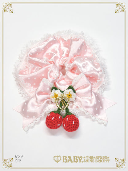[Pre-order] Doki Doki♡Heart fluttering Princess Strawberry Dot Ribbon Scrunchie