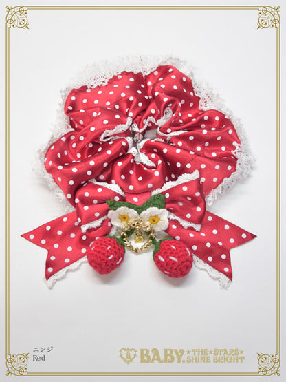 [Pre-order] Doki Doki♡Heart fluttering Princess Strawberry Dot Ribbon Scrunchie