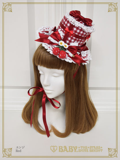 [Pre-order] Doki Doki♡Heart fluttering Princess Strawberry Gingham Mini Hat