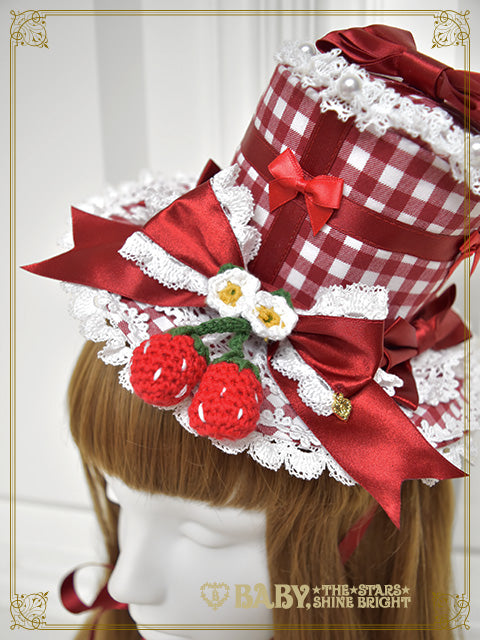 [Pre-order] Doki Doki♡Heart fluttering Princess Strawberry Gingham Mini Hat