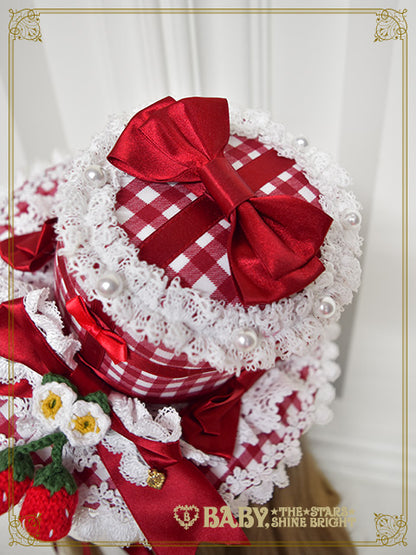 [Pre-order] Doki Doki♡Heart fluttering Princess Strawberry Gingham Mini Hat