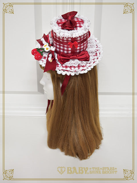 [Pre-order] Doki Doki♡Heart fluttering Princess Strawberry Gingham Mini Hat
