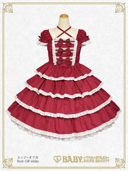 [Pre-order] Ribbon milky sugar Jumper skirt