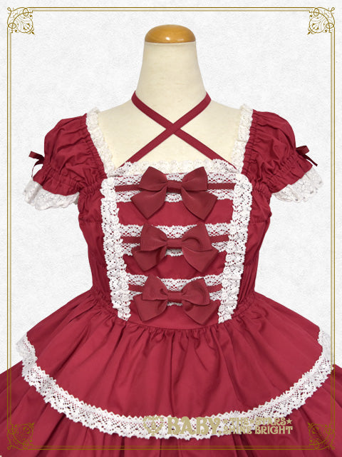 [Pre-order] Ribbon milky sugar Jumper skirt