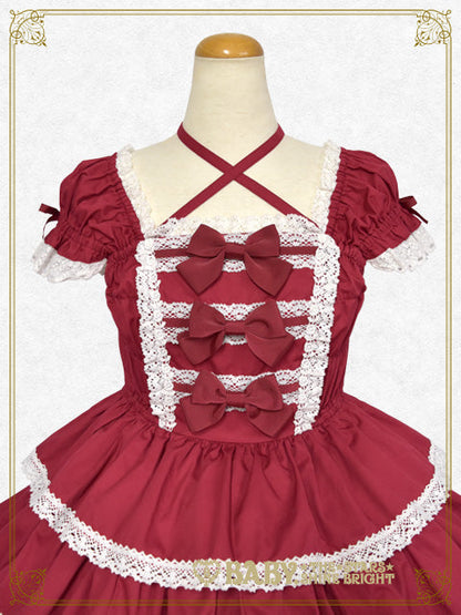 [Pre-order] Ribbon milky sugar Jumper skirt