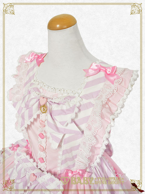 【予約】Heart♡Bunny Parade ストライプジャンパースカート