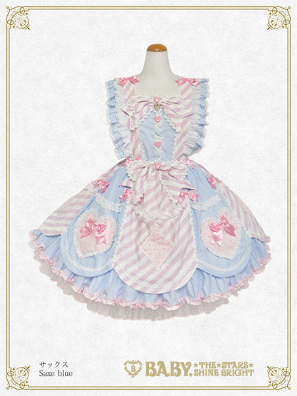 【予約】Heart♡Bunny Parade ストライプジャンパースカート