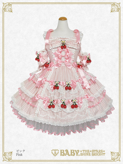 [Pre-order] Doki Doki♡Heart fluttering Princess Strawberry Gingham Jumper Skirt