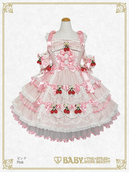 [Pre-order] Doki Doki♡Heart fluttering Princess Strawberry Gingham Jumper Skirt