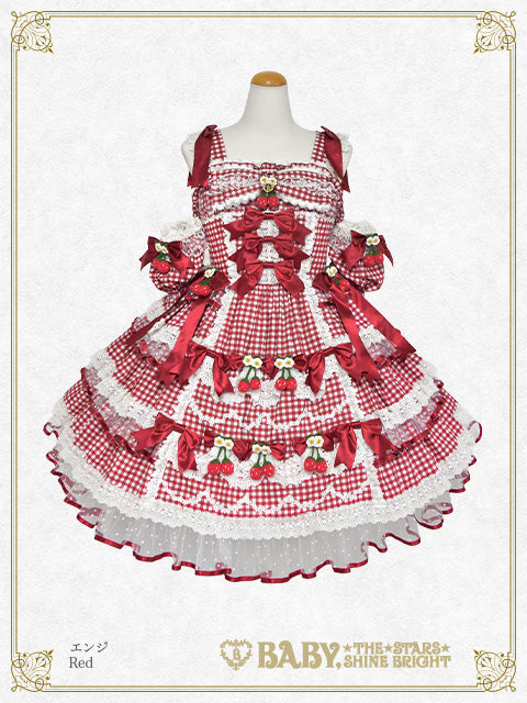 [Pre-order] Doki Doki♡Heart fluttering Princess Strawberry Gingham Jumper Skirt